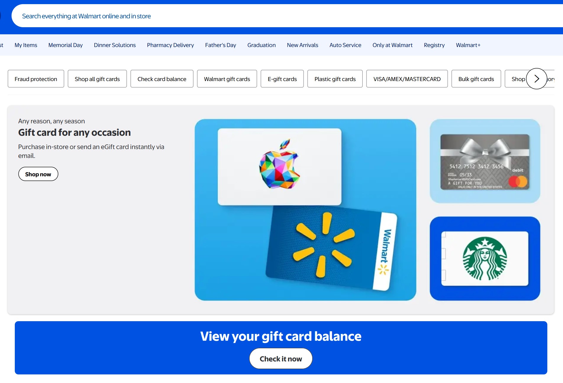 walmart gift card balance check